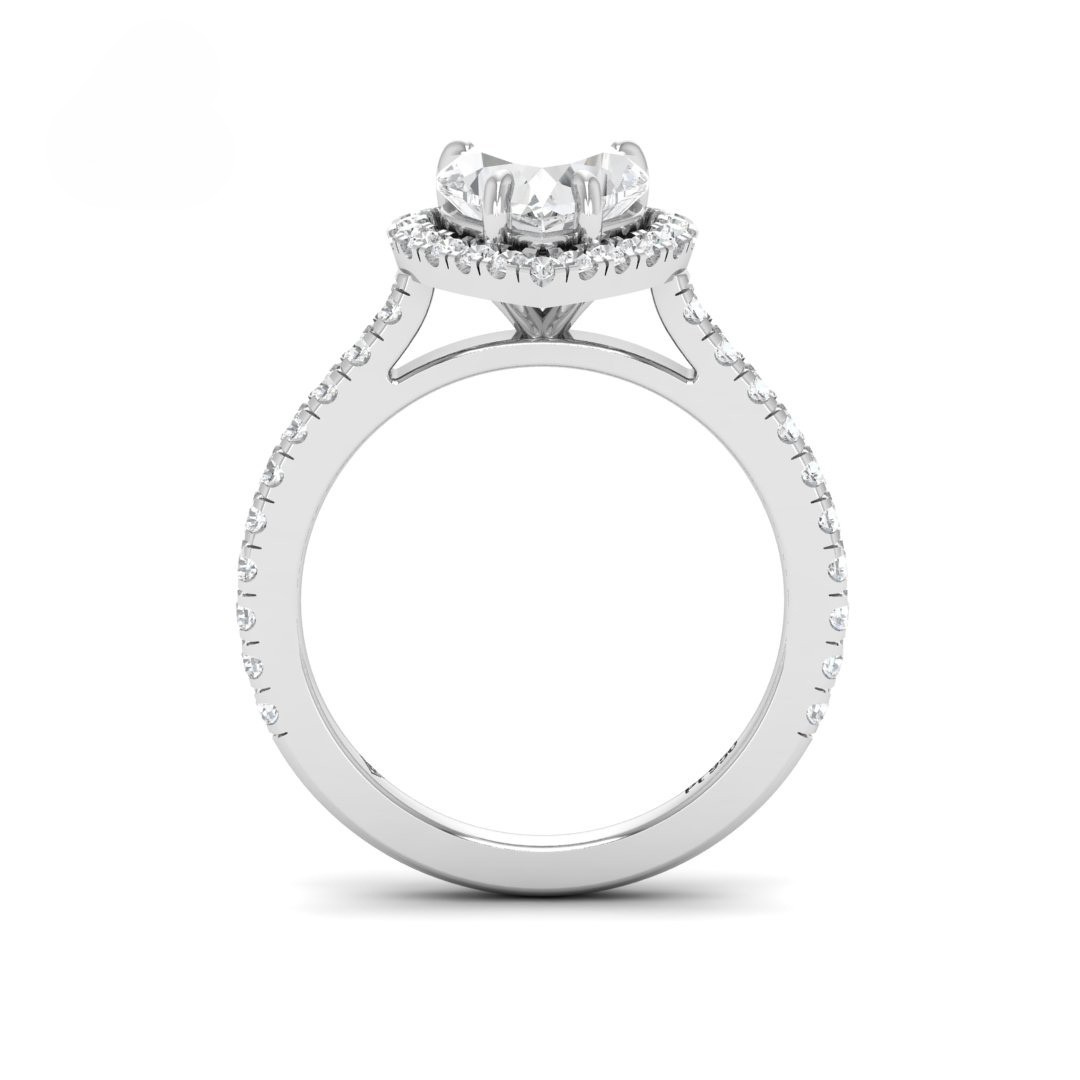 Bella Heart Cut Diamond Engagement Ring with Diamond Halo & Diamond Band
