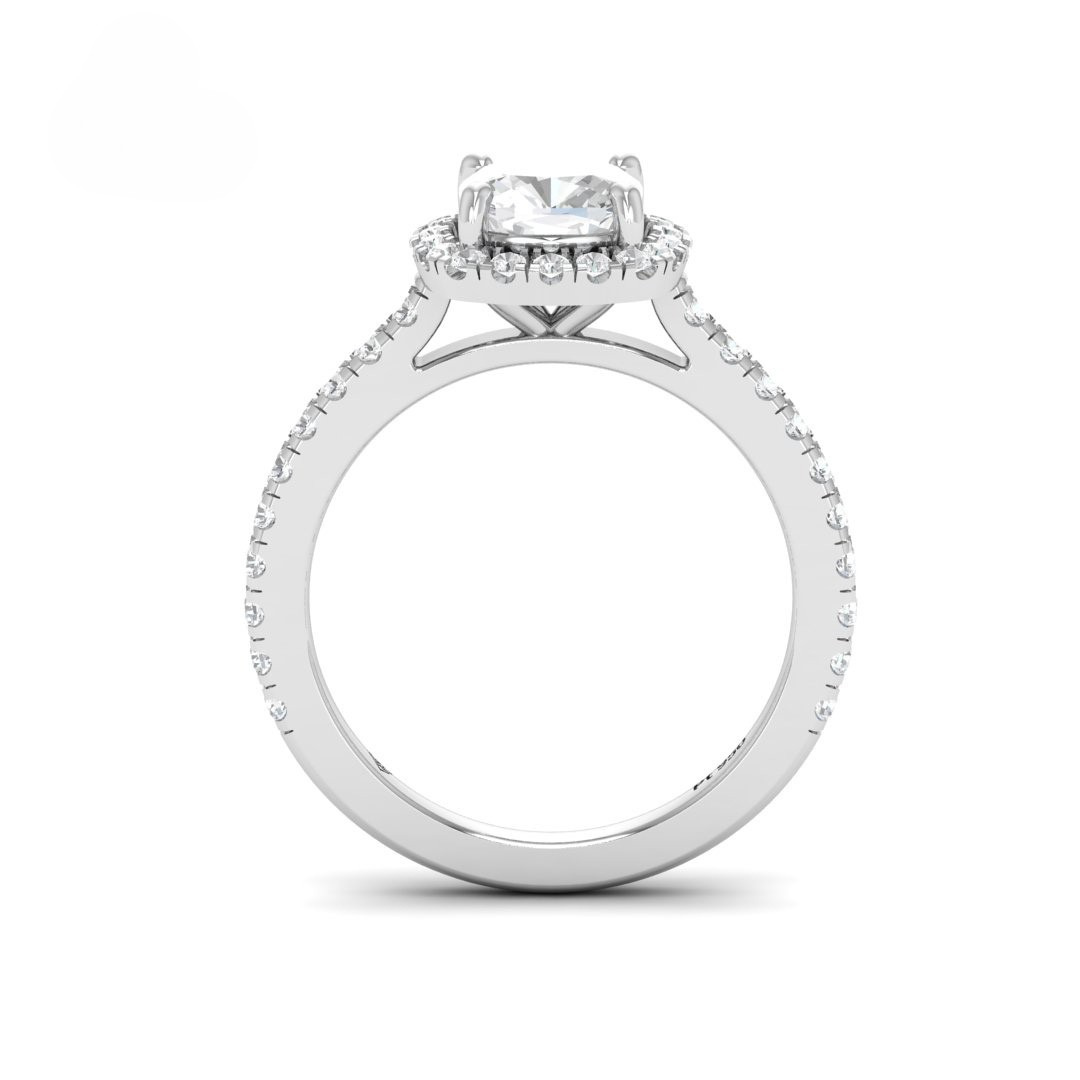 Bella Cushion Cut Diamond Engagement Ring with Diamond Halo & Diamond Band