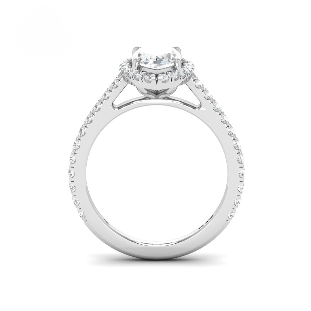 Bella Marquise Cut Diamond Engagement Ring with Diamond Halo & Diamond Band