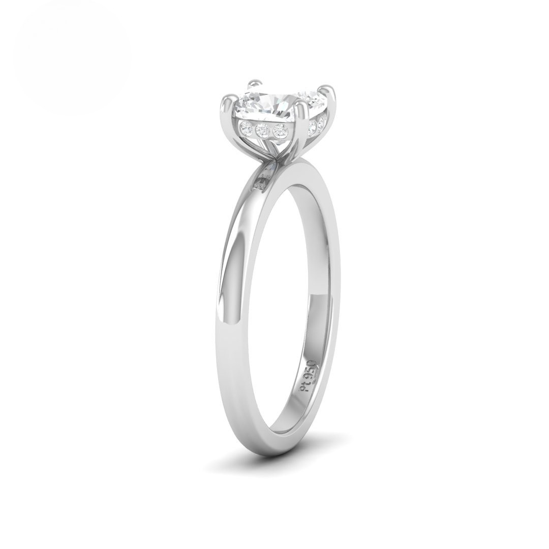 Léa Cushion Cut Diamond With Hidden Halo Engagement Ring