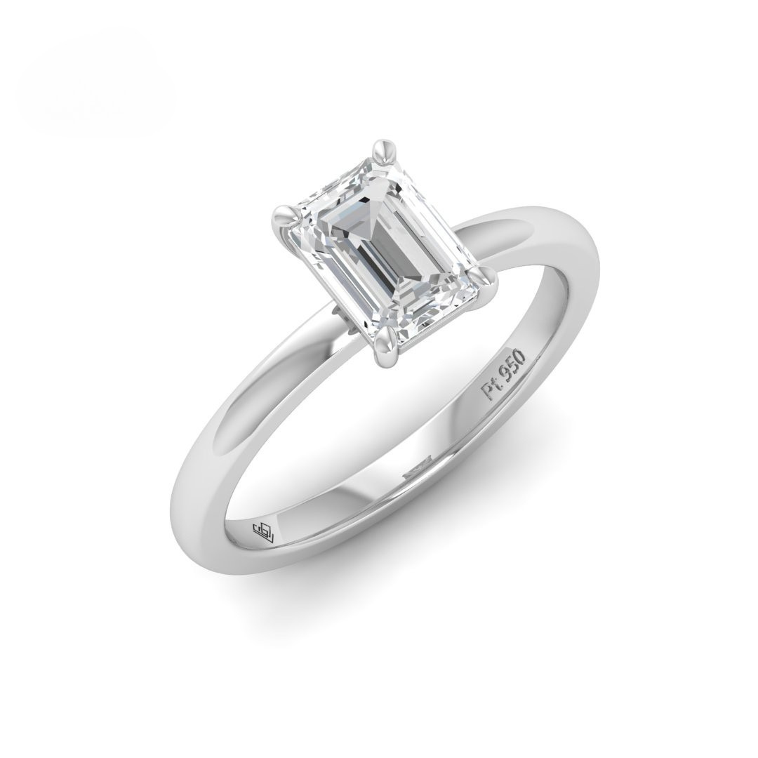 Noémie Solitaire Emerald Cut With Diamond Engagement Ring