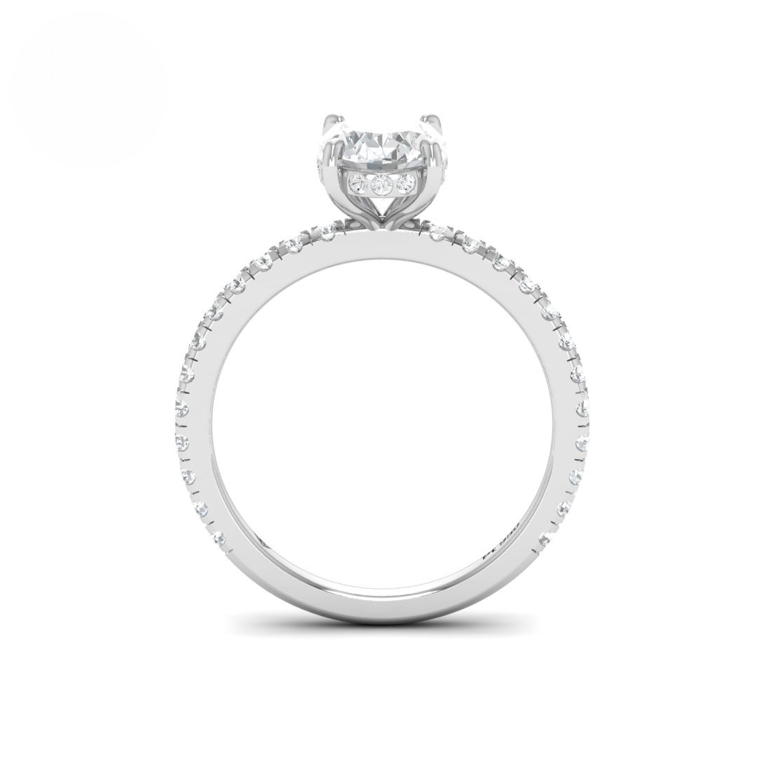 Chloé Oval Cut Diamond Engagement Ring with Diamond Hidden Halo and Diamond Band