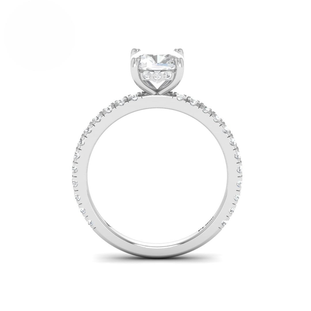 Chloé Cushion Cut Diamond Engagement Ring with Diamond Hidden Halo and Diamond Band