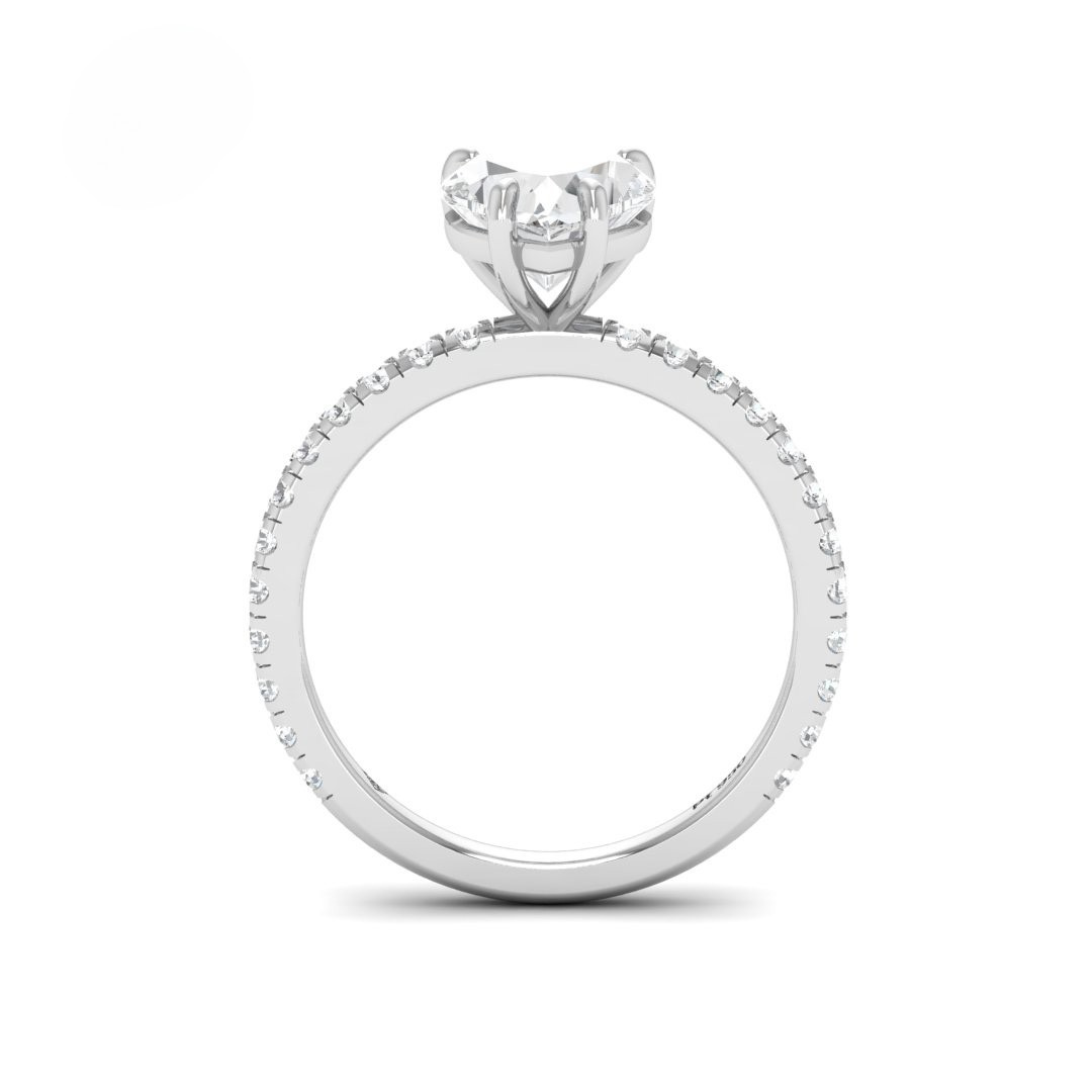 Abigail Heart With Diamond Band Engagement Ring