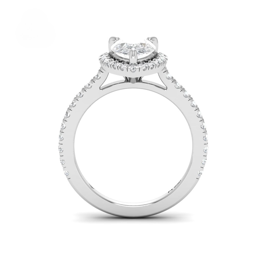 Bella Pear Cut Diamond Engagement Ring with Diamond Halo & Diamond Band