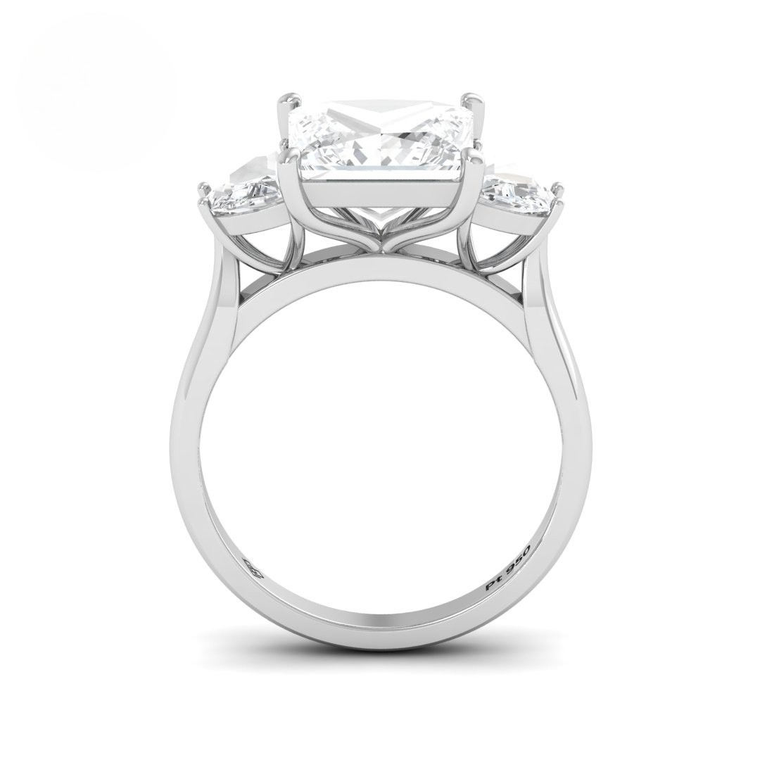 Kamala Princess Cut Diamond Engagement Ring with Half Moon Sides