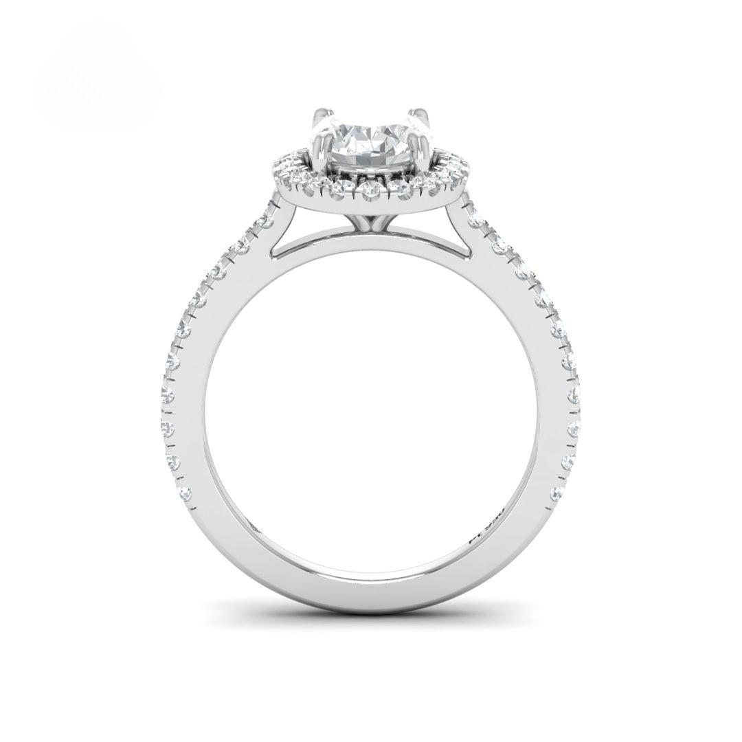 Bella Oval Cut Diamond Engagement Ring with Diamond Halo & Diamond Band
