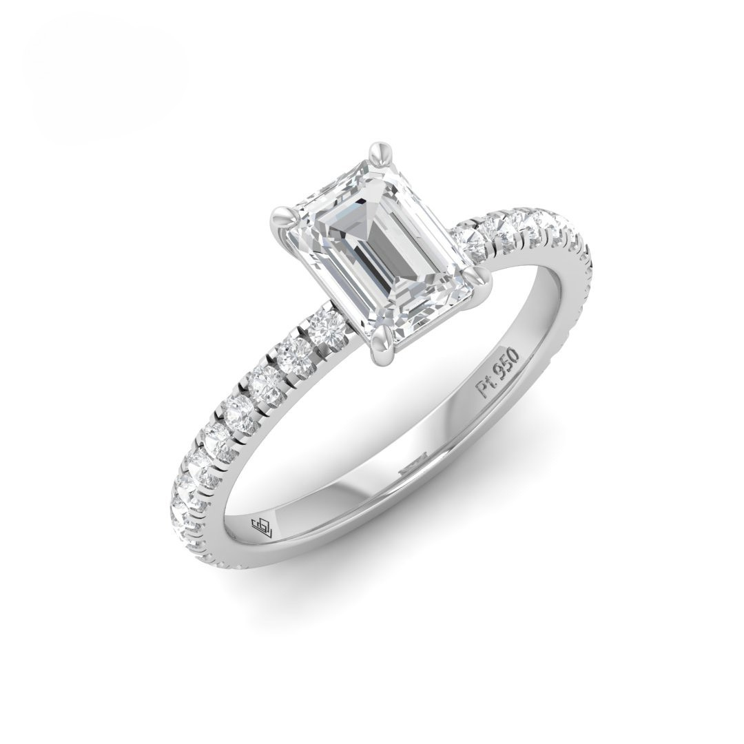 Abigail Emerald With Diamond Band Engagement Ring