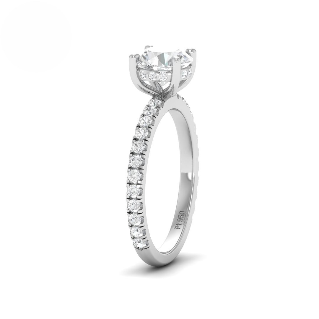 Chloé Round Cut Diamond Engagement Ring with Diamond Hidden Halo and Diamond Band