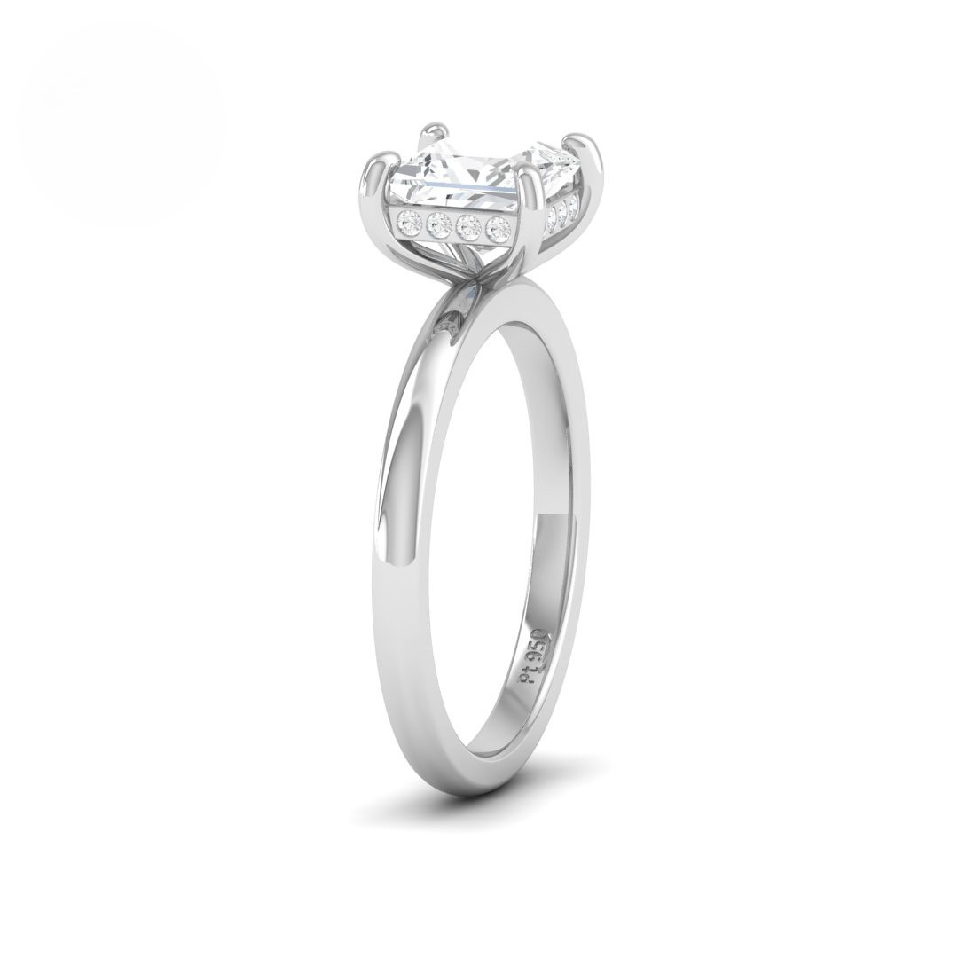 Léa Princess Cut Diamond With Hidden Halo Engagement Ring