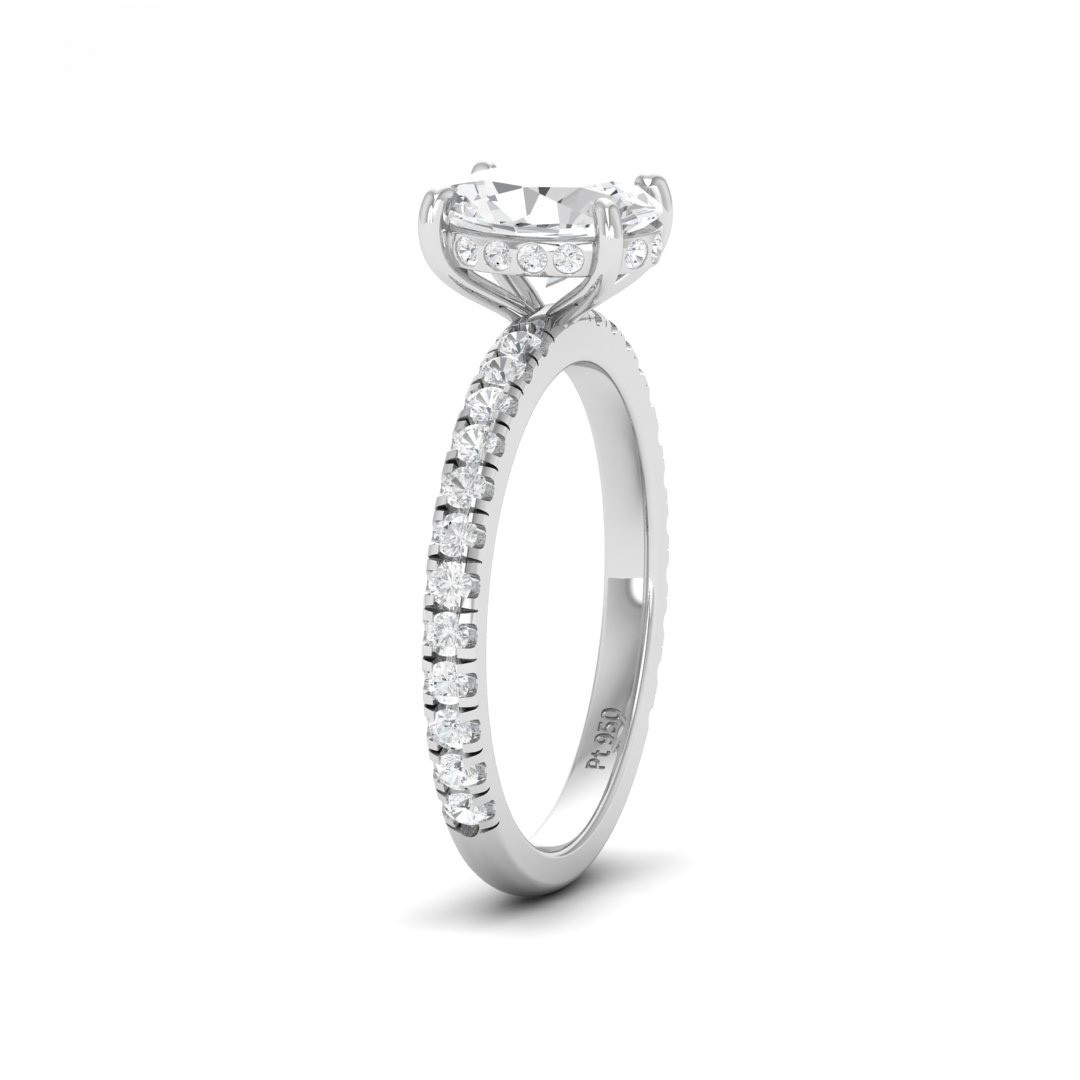 Chloé Oval Cut Diamond Engagement Ring with Diamond Hidden Halo and Diamond Band