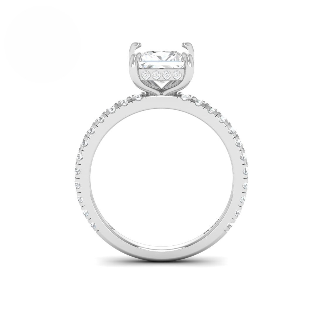 Chloé Princess Cut Diamond Engagement Ring with Diamond Hidden Halo and Diamond Band