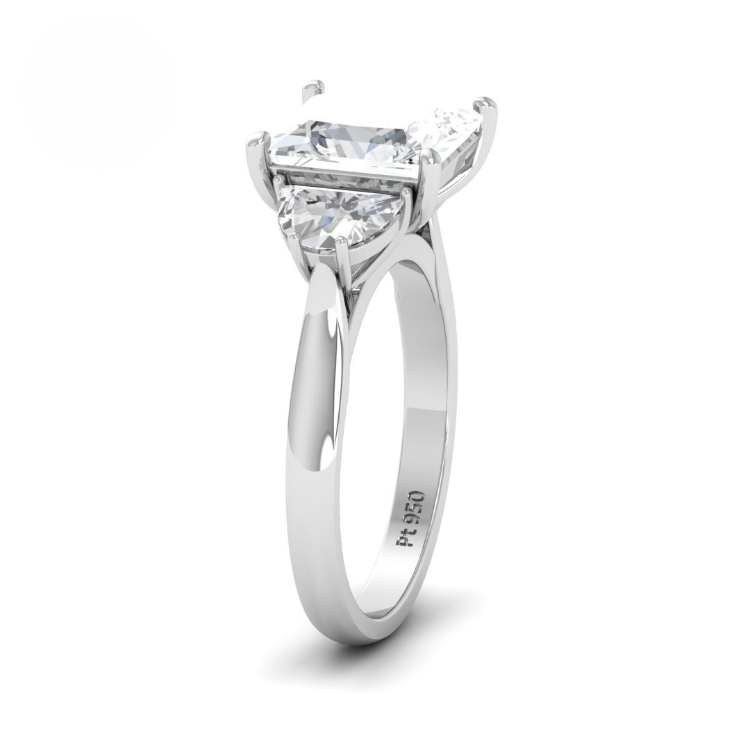 Kamala Princess Cut Diamond Engagement Ring with Half Moon Sides