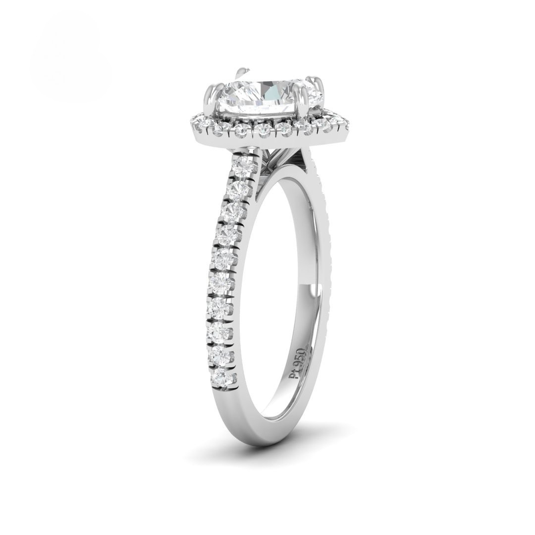 Bella Heart Cut Diamond Engagement Ring with Diamond Halo & Diamond Band