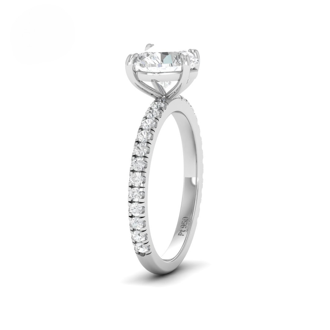 Abigail Heart With Diamond Band Engagement Ring