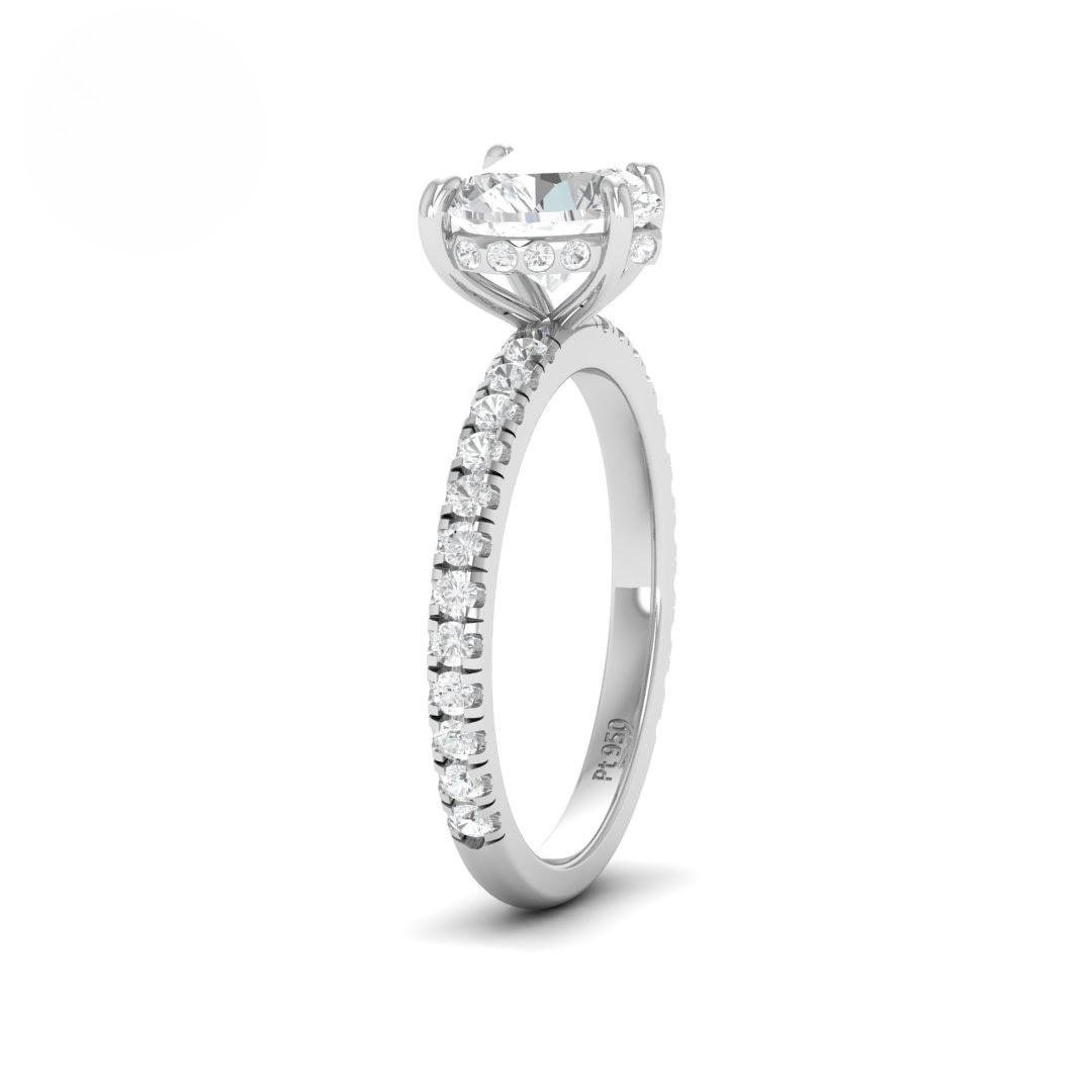 Chloé Heart Cut Diamond Engagement Ring with Diamond Hidden Halo and Diamond Band