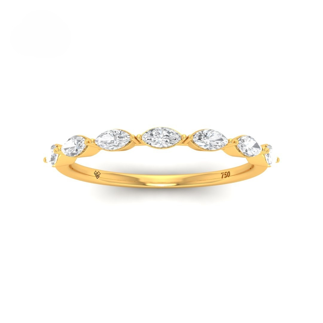 18k gold Alice Marquise Cut diamond wedding band with seven handpicked lab-grown diamonds totaling 0.7 ct