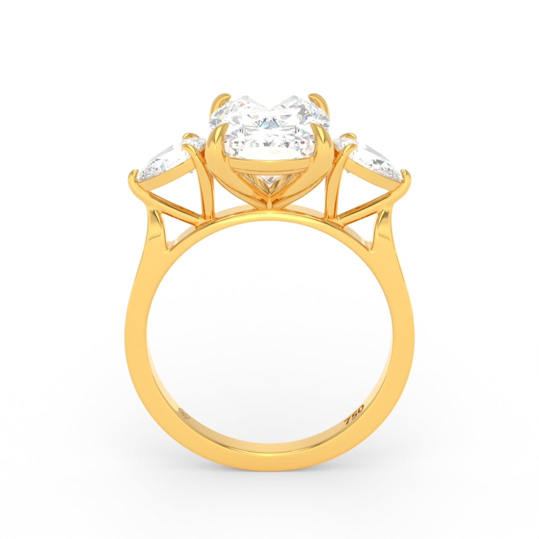 Sofia Cushion Cut Diamond Engagement Ring With A Pear Cut Side Diamonds