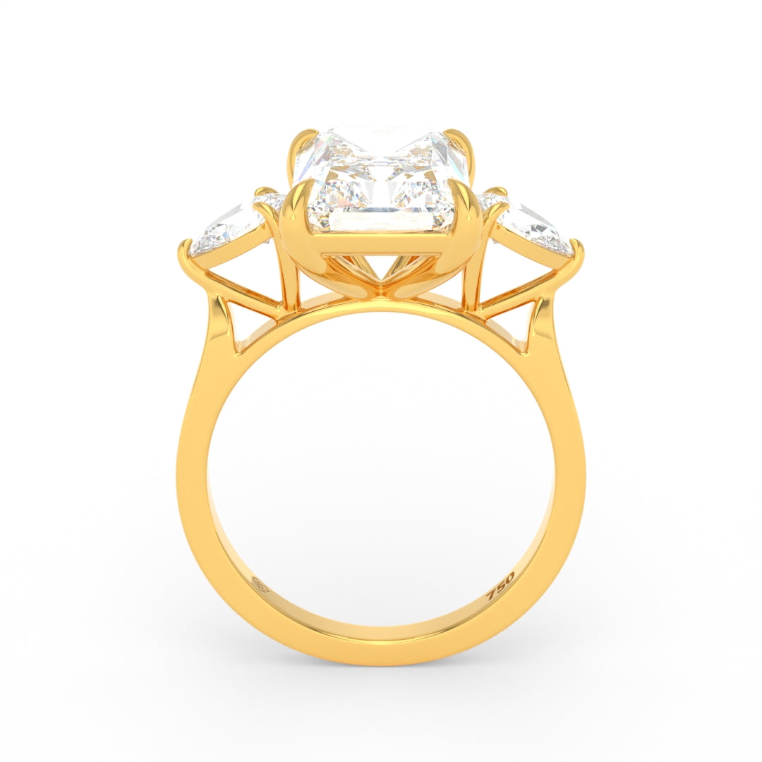 Sofia Radiant Cut Diamond Engagement Ring With A Pear Cut Side Diamonds