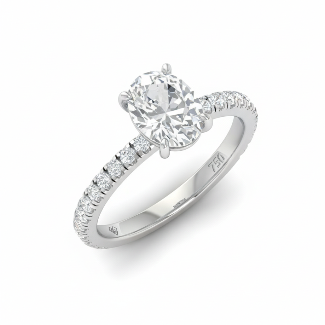 Abigail Oval With Diamond Band Engagement Ring