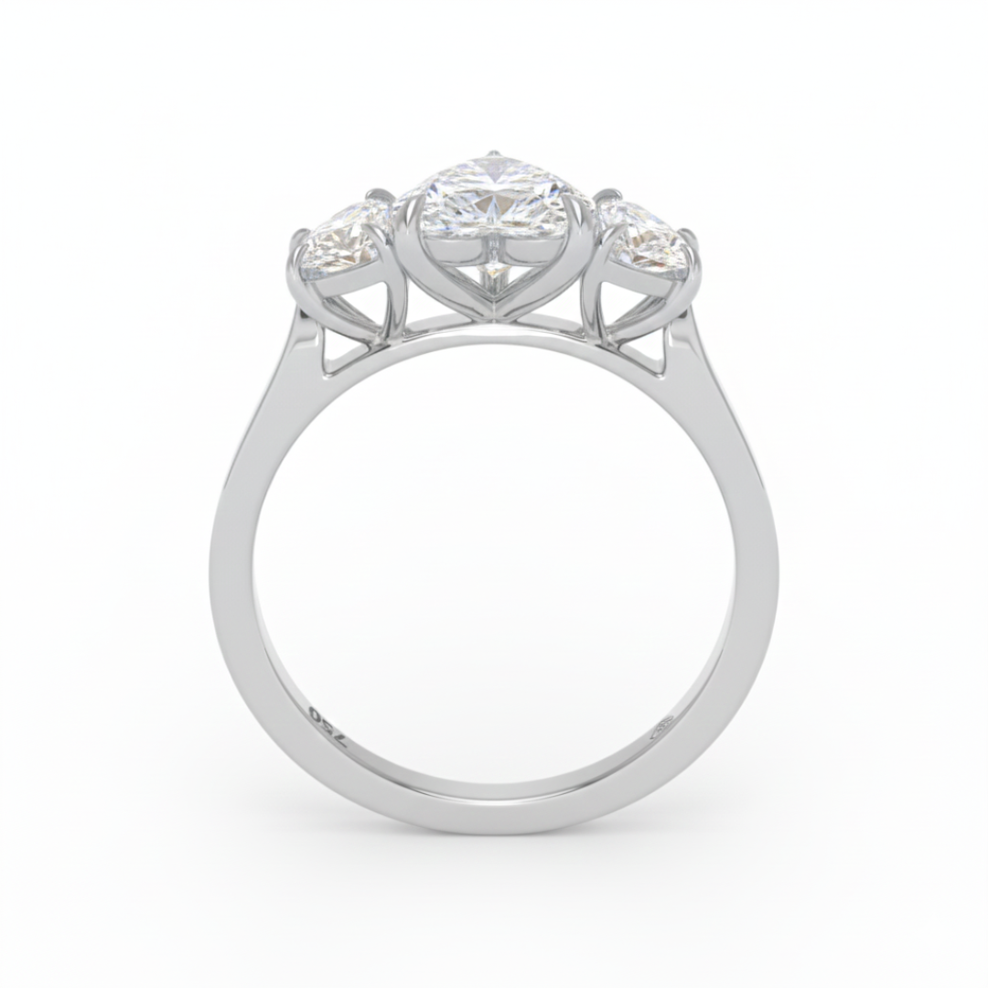 Kamala Heart Cut Diamond Engagement Ring with Half Moon Cut Side Diamonds