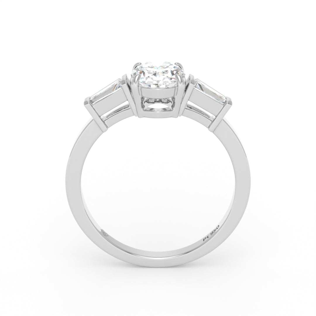 Mary Oval Cut Diamond Engagement Ring With Tapering Baguettes Cut Side Diamond