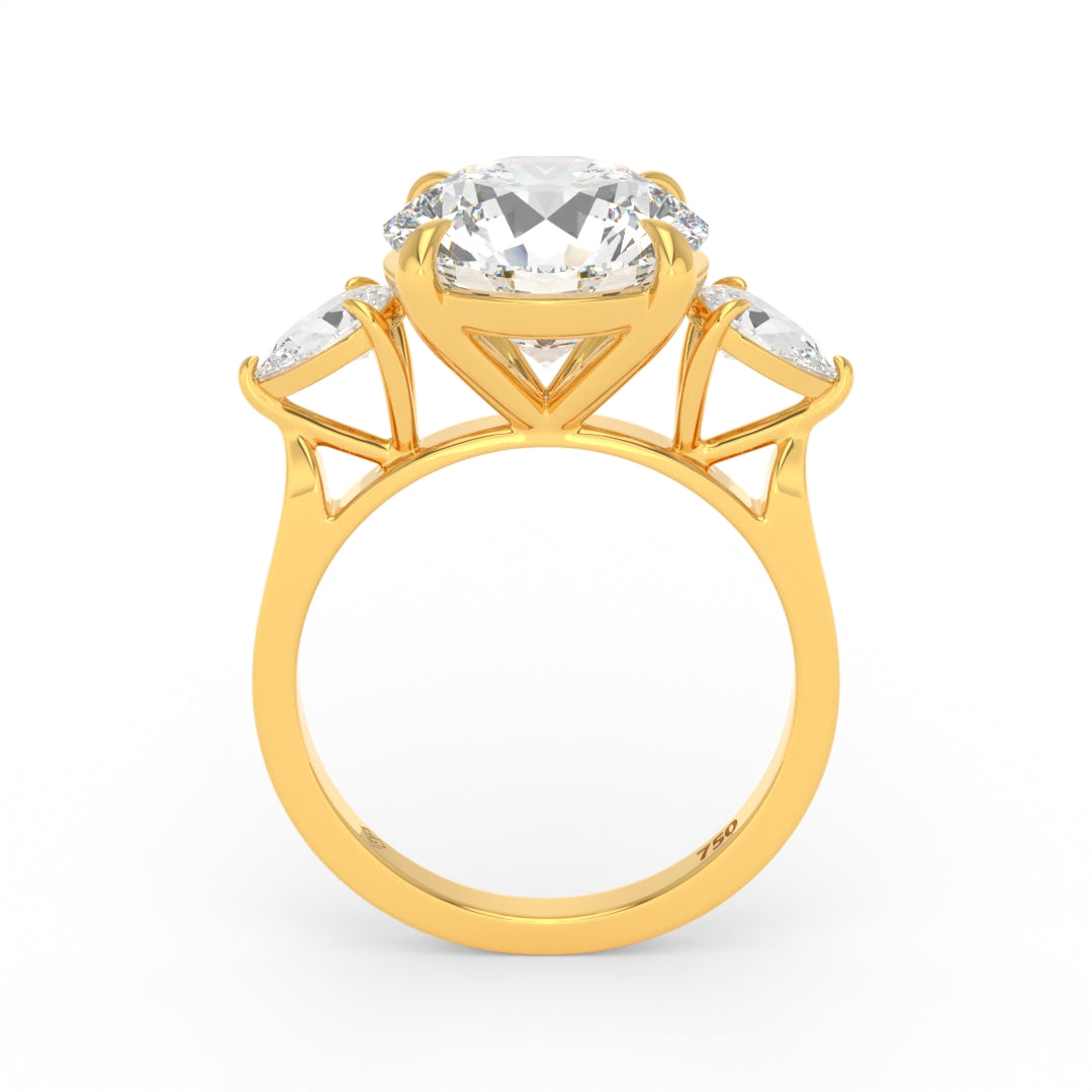 Sofia Round Brilliant Cut Diamond Engagement Ring With A Pear Cut Side Diamonds