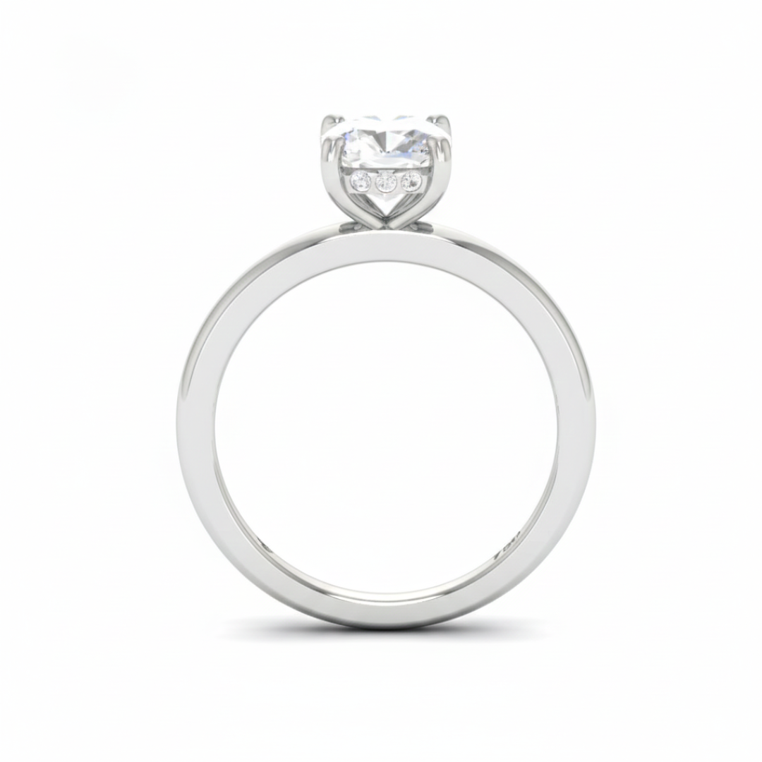 Léa Cushion Cut Diamond With Hidden Halo Engagement Ring