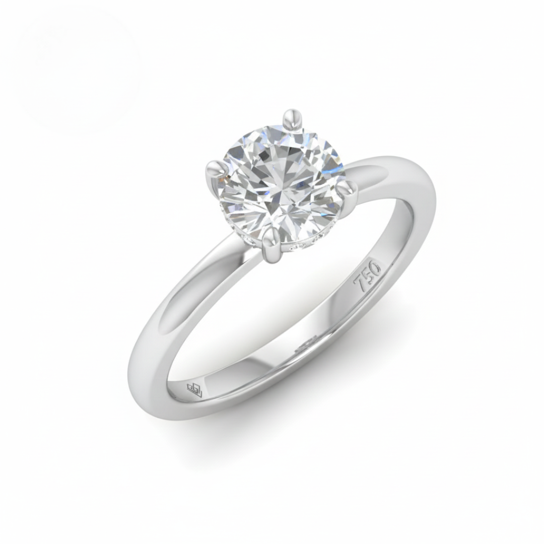 Léa Round Cut Diamond With Hidden Halo Engagement Ring
