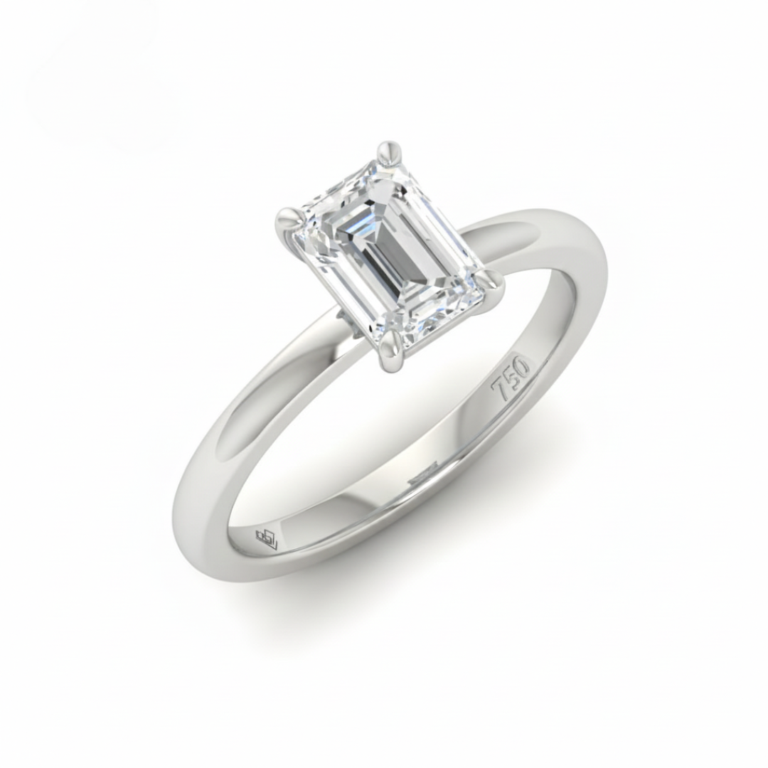 Noémie Solitaire Emerald Cut With Diamond Engagement Ring