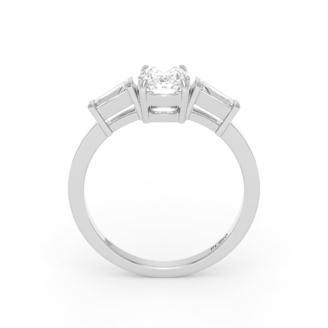 Mary Cushion Cut Diamond Engagement Ring with Tapering Baguette Cut Side Diamonds