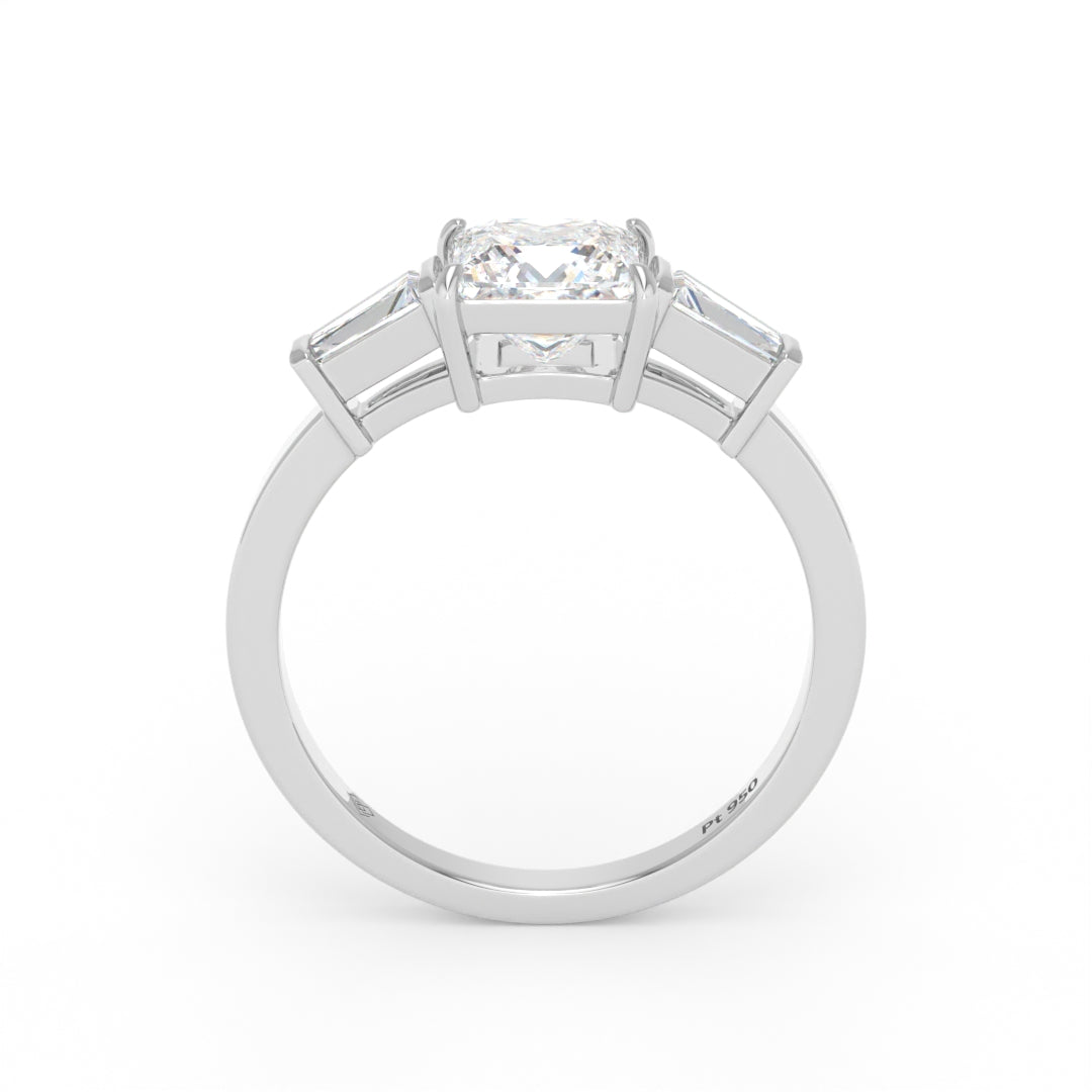 Mary Princess Cut Diamond Engagement Ring With Tapering Baguette Cut Side Diamonds