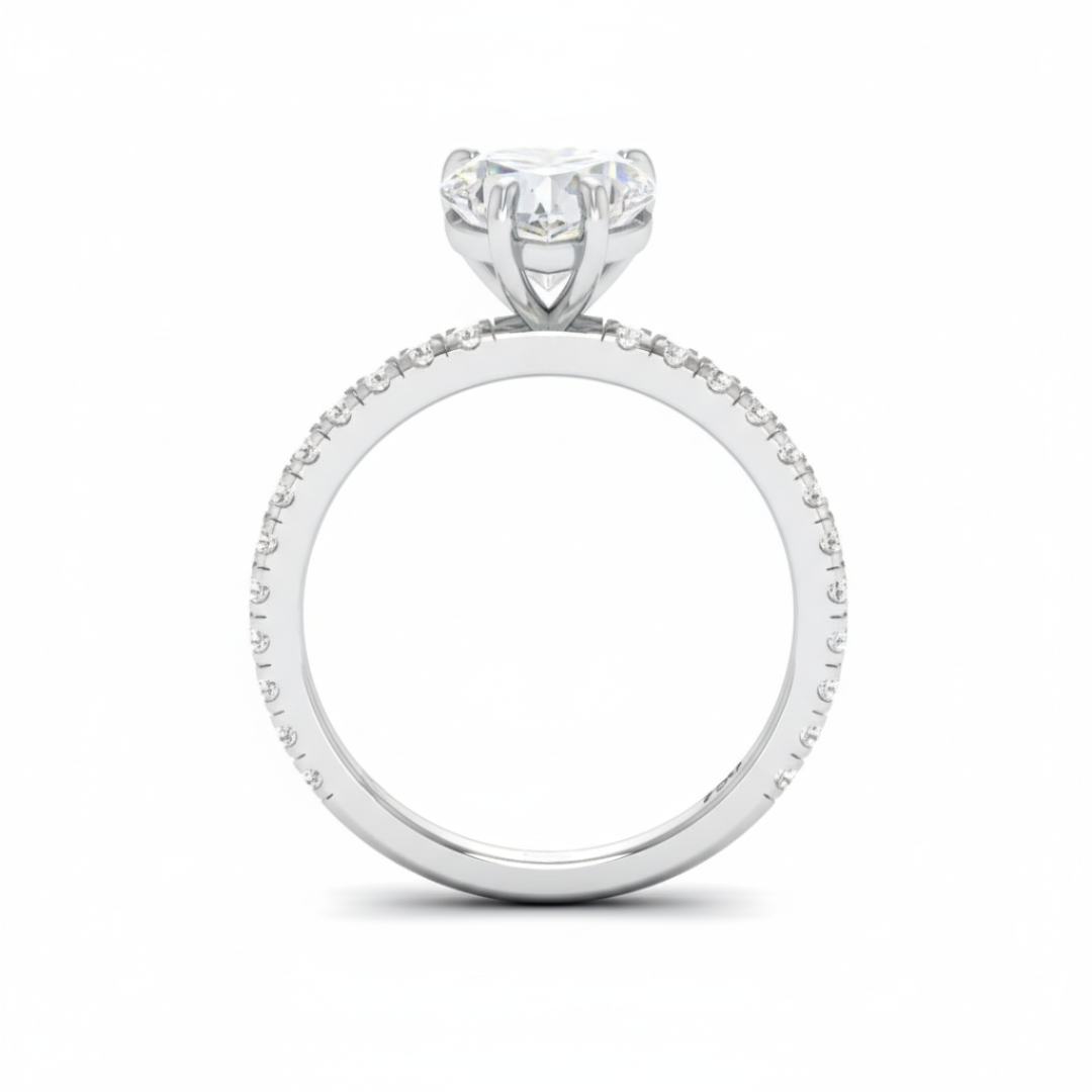 Abigail Heart With Diamond Band Engagement Ring