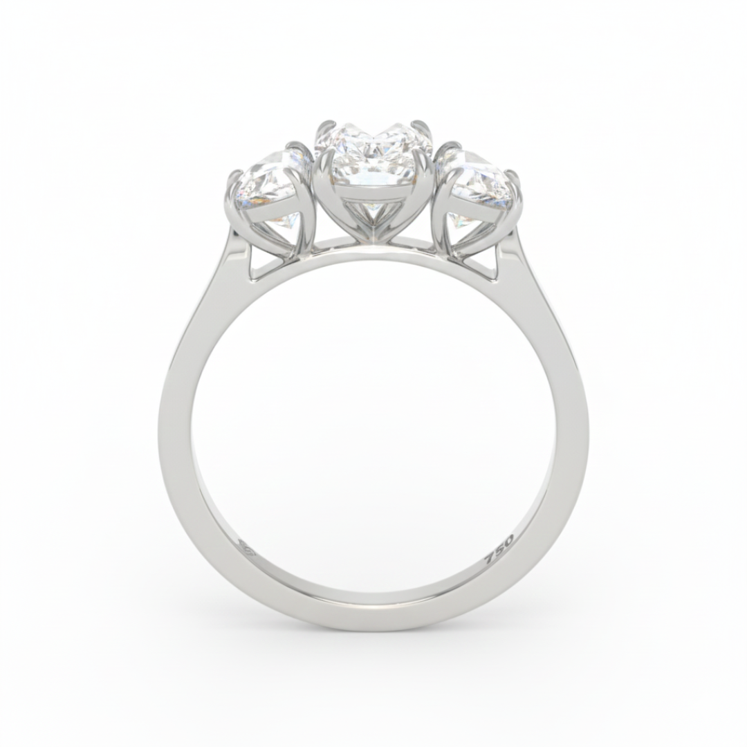 Kamala Cushion Cut Diamond Engagement Ring with Half Moon Cut Side Diamonds