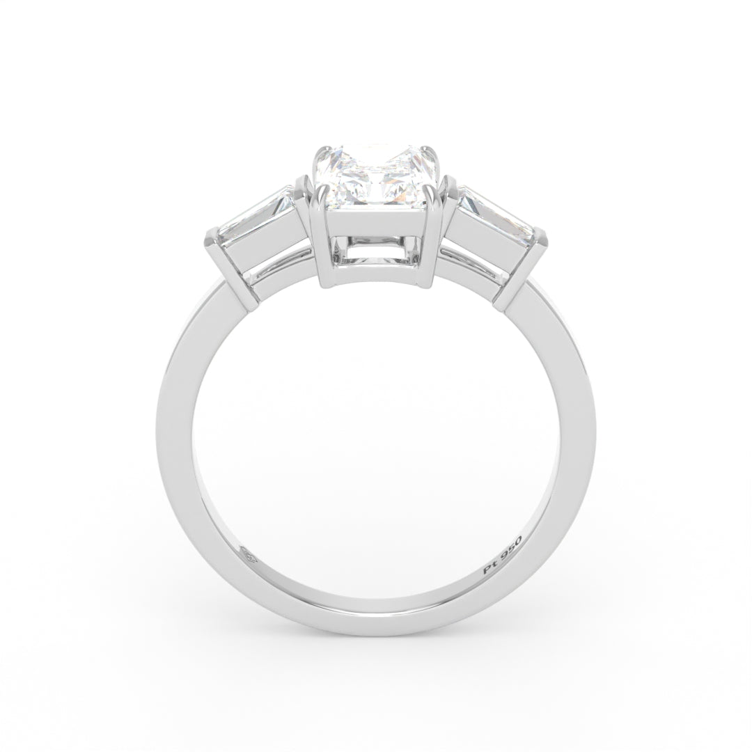 Mary Radiant Cut Diamond Engagement Ring With Tapering Baguettes Cut Side Diamonds