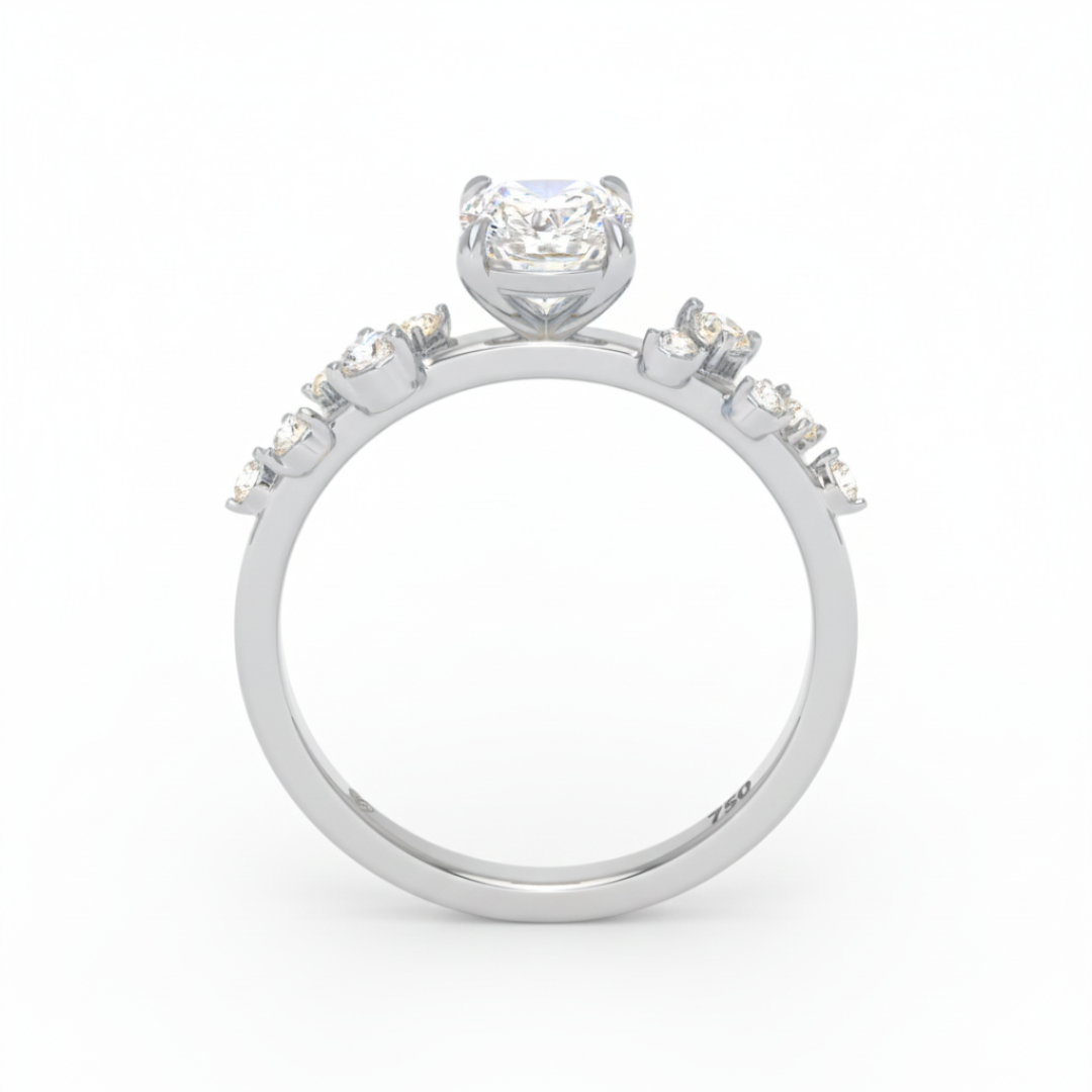 Layla Cushion Diamond Engagement Ring With Diamond Accent Band