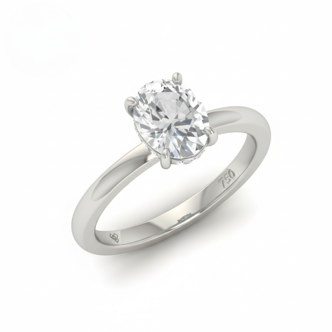 Léa Oval Cut Diamond With Hidden Halo Engagement Ring