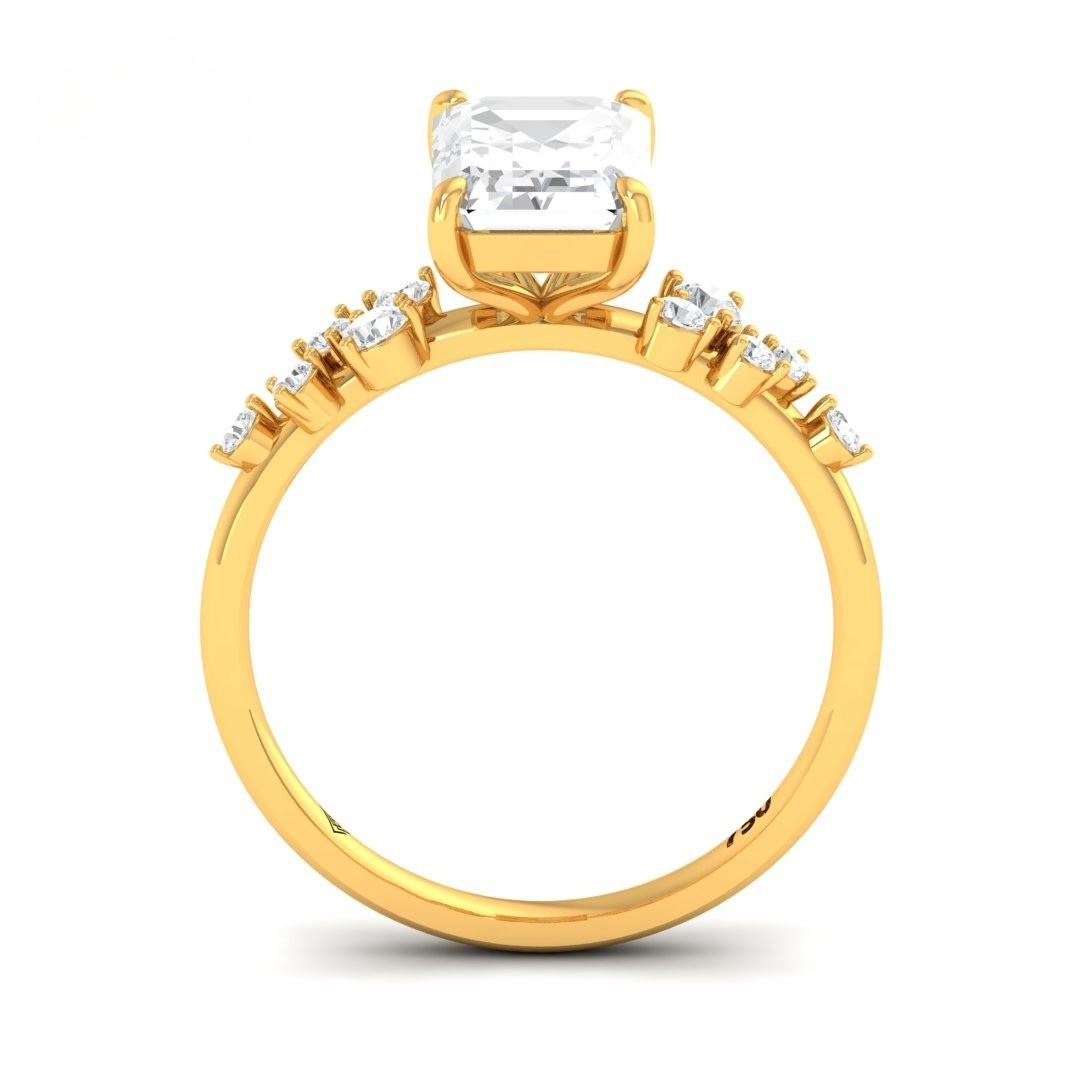 Layla Emerald Cut Diamond Engagement Ring with Accent Band