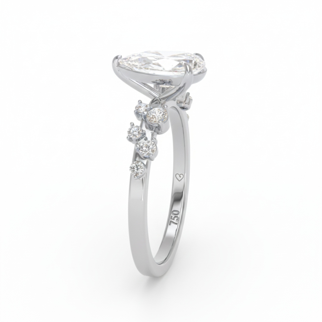 Layla Pear Cut Diamond Engagement Ring With Diamond Accent Band