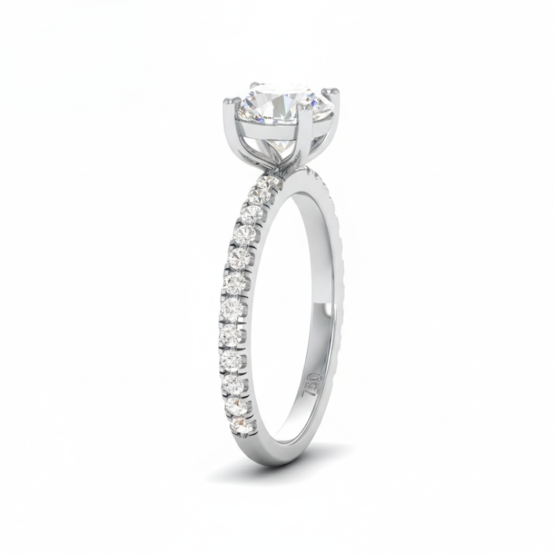 Abigail Round With Diamond Band Engagement Ring