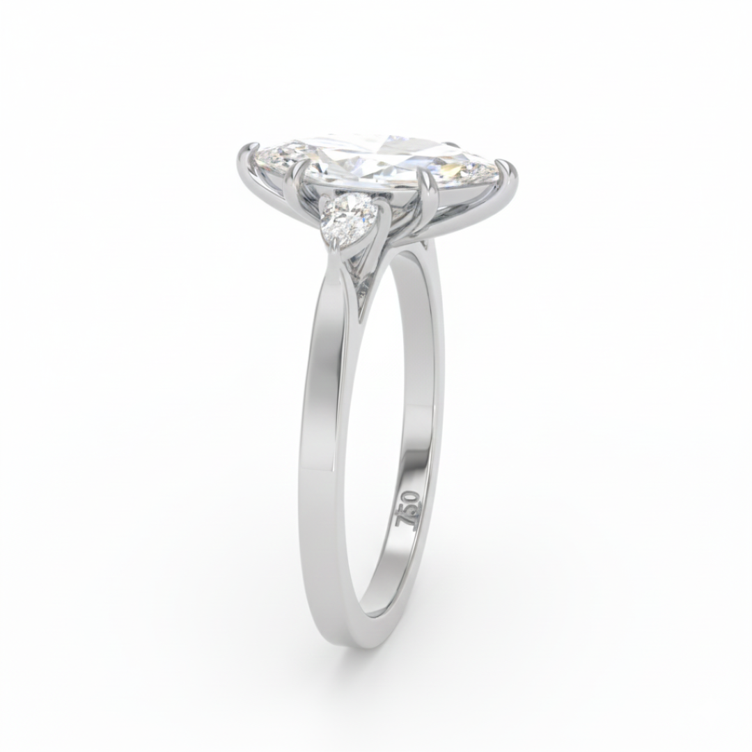 Sofia Marquise Cut Diamond Engagement Ring with Pear Cut Side Diamonds