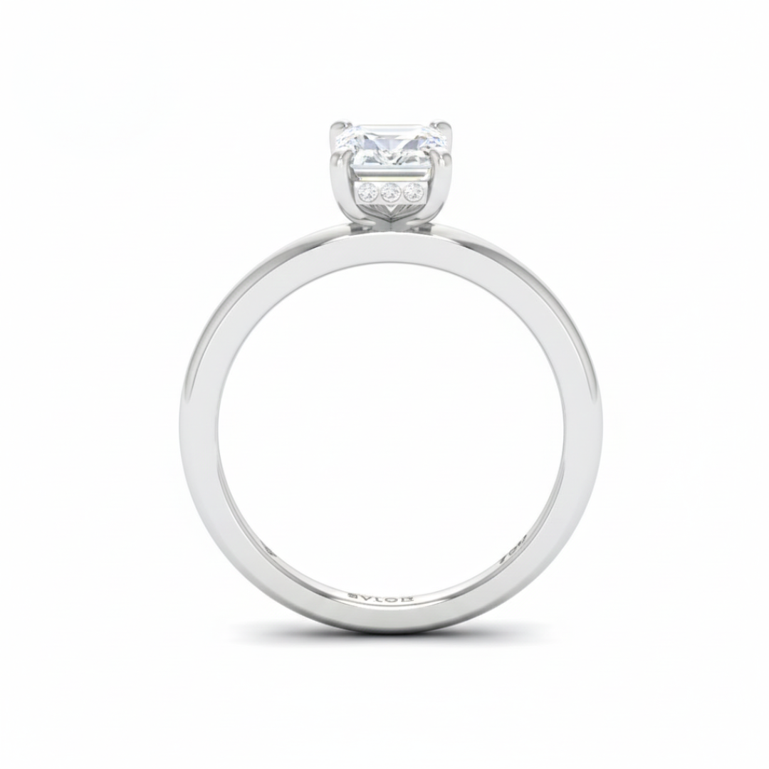 Léa Emerald Cut Diamond With Hidden Halo Engagement Ring