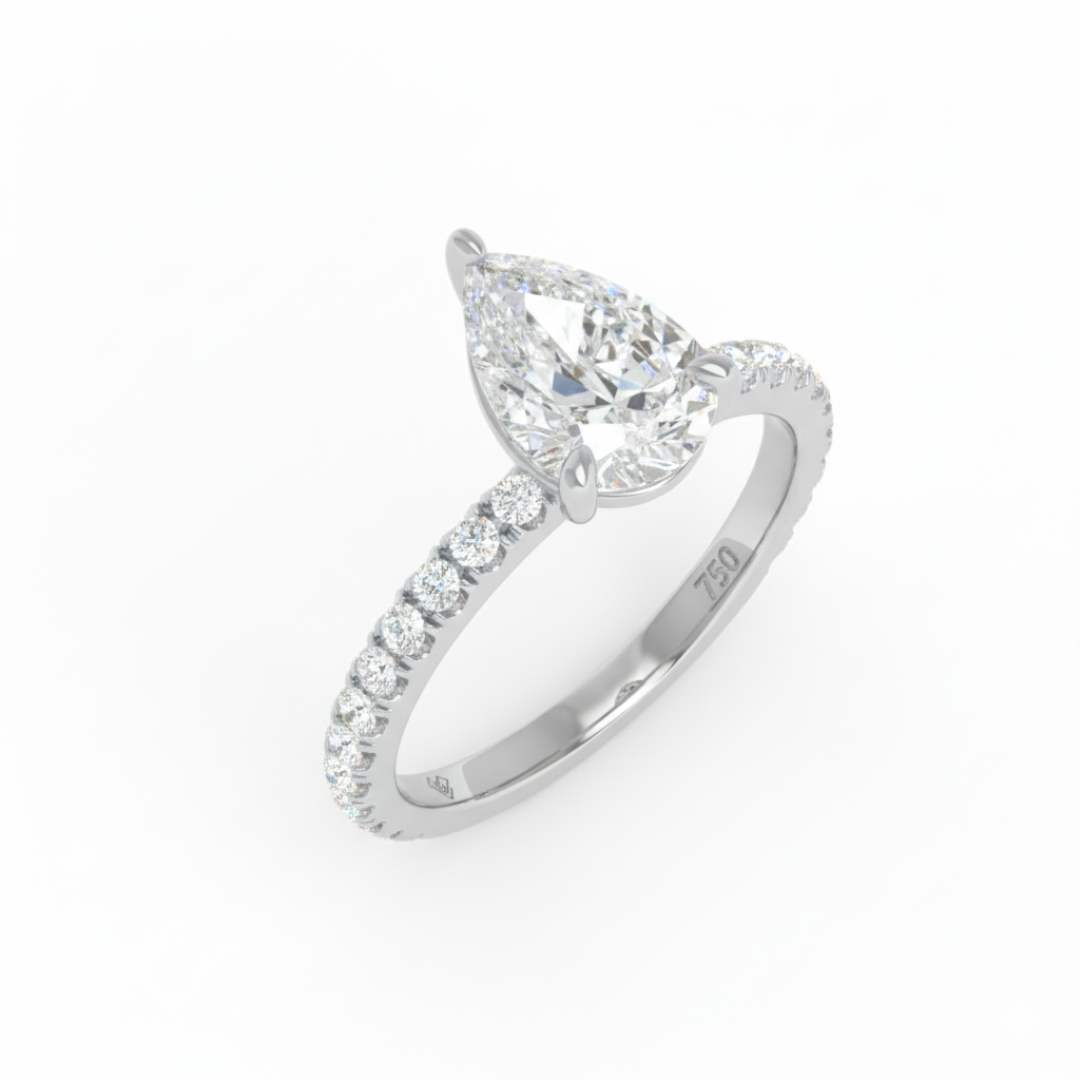 Abigail Pear With Diamond Band Engagement Ring