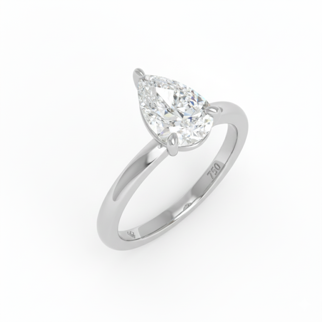 Noémie Solitaire Pear Cut With Diamond Engagement Ring