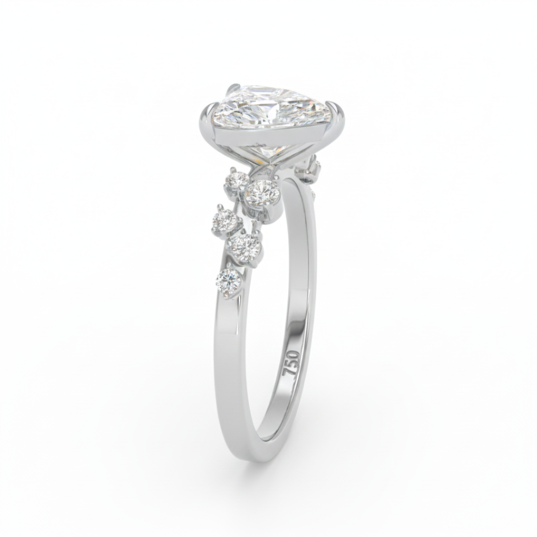 Layla Heart Cut Diamond Engagement Ring with Diamond Accent Band