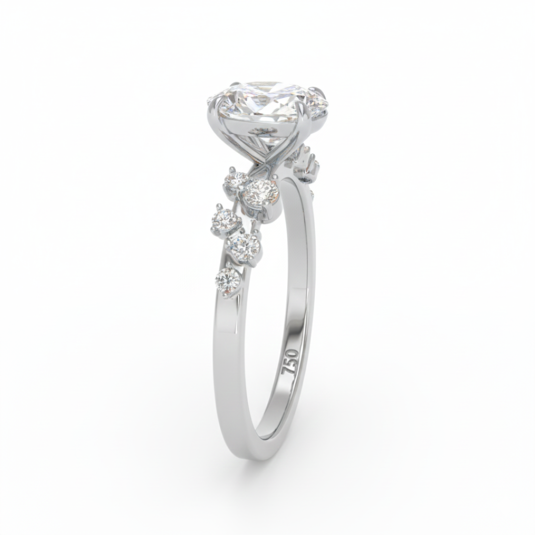 Layla Oval Cut Diamond Engagement Ring With Diamond Accent Band