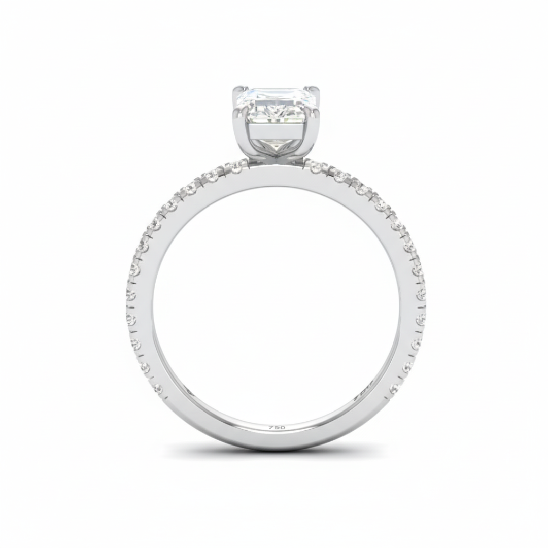 Abigail Emerald With Diamond Band Engagement Ring