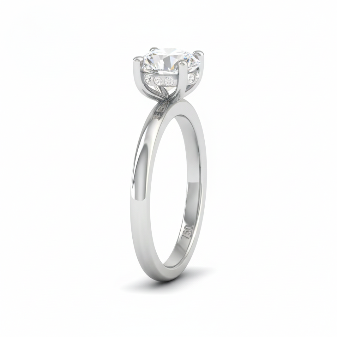 Léa Round Cut Diamond With Hidden Halo Engagement Ring
