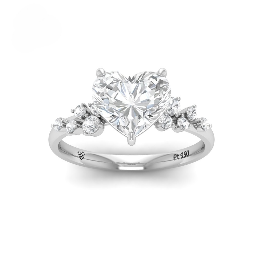 Layla Heart Cut Diamond Engagement Ring with Diamond Accent Band
