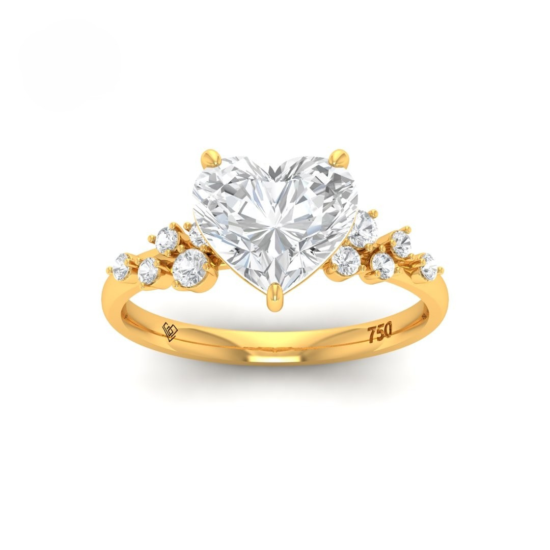 Layla Heart Cut Diamond Engagement Ring with Diamond Accent Band